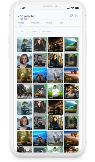 Smart Transfer flexible file sharing options including nearby and remote sharing.