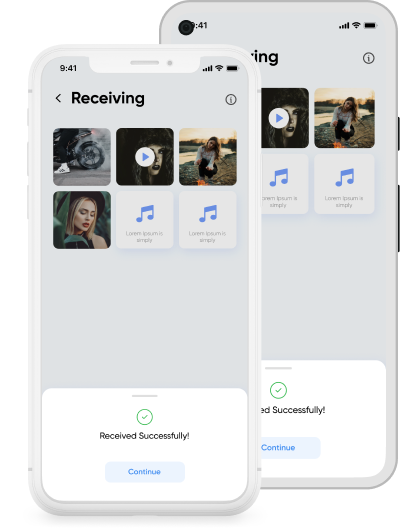 Smart Transfer guided sharing interface for photos, videos, and app transfers.