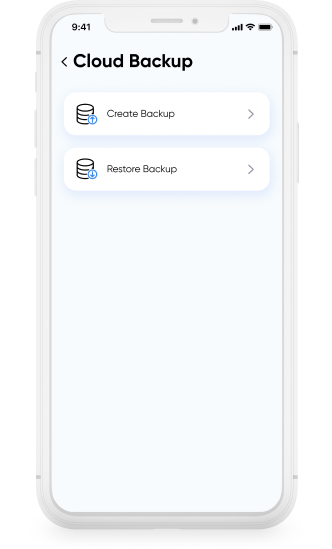 Backup & Restore cloud backup storing contacts and bookmarks securely in cloud.