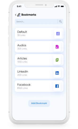 Bookmark Manager saving and organizing links into categories for easy access.