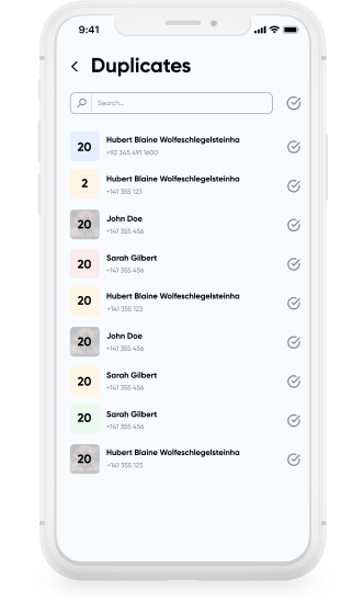 Contacts Cleaner detecting duplicate contacts in phone contact list.