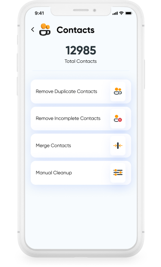 Clean and organize phone contacts by merging duplicates.