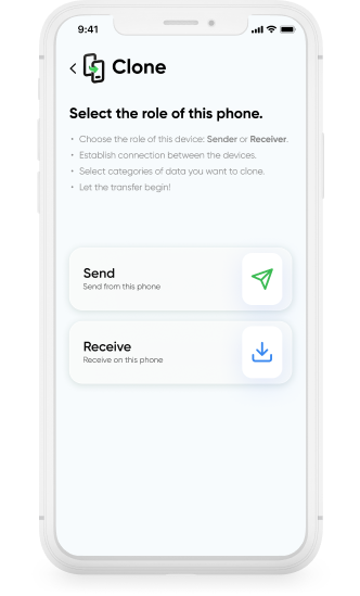 Clone phone data across devices including apps, photos, and contacts.