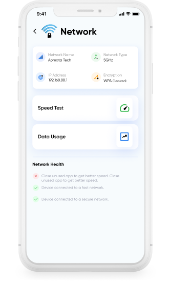 Monitor network speed and data usage on your device.