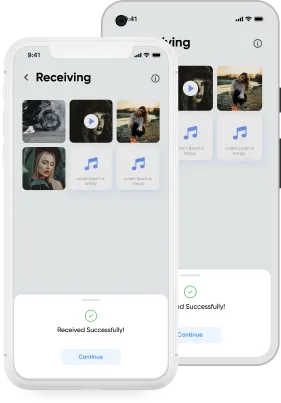 Simple file sharing interface for quick phone to phone file transfer.