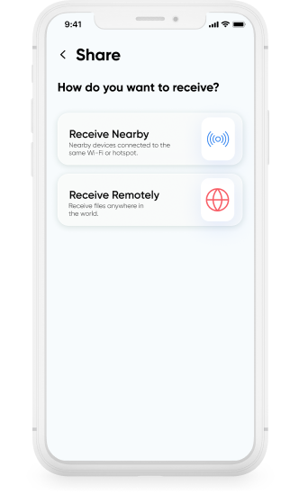 Remote file sharing between devices in different locations using Smart Transfer.