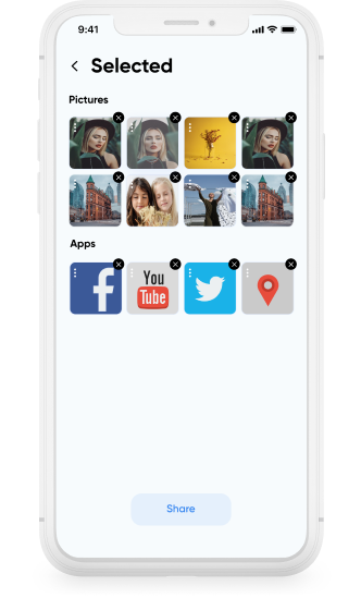 Share files instantly without compressing or preparing files before transfer.