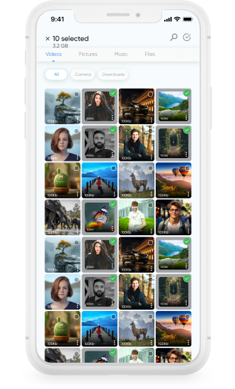 Share files without size restrictions including large videos and documents.