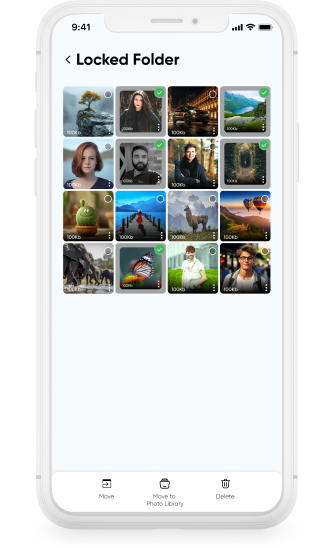 Storage Manager locked folder securing private photos and sensitive files.